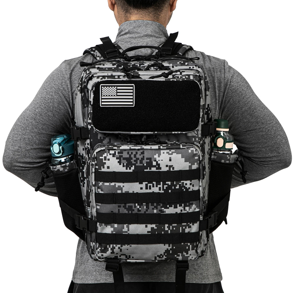 45L Tactical Backpack Survival Bag Hunting MOLLE Backpack Gym Men EDC Outdoor Hiking Rucksack with Bottle Holder
