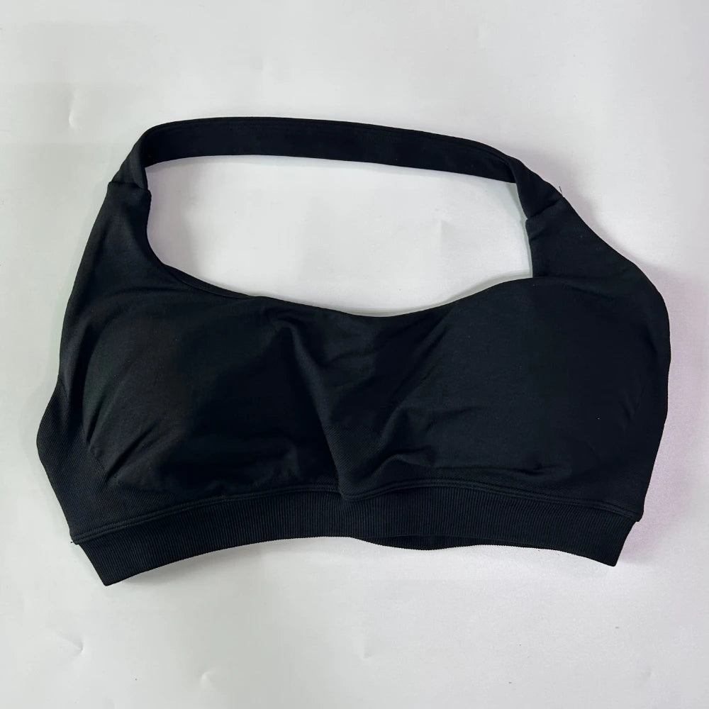 Women’s Yoga Bra Halter Neck Strap Open Back Medium Support Fitness Crop Top for Gym and Yoga