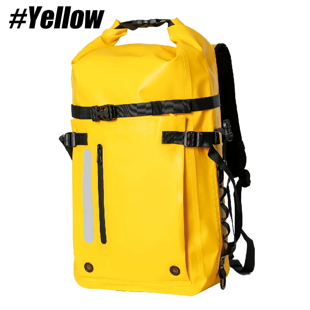 Waterproof Backpack Floating Dry Bag 30L Cushioned Back Hip Strap for Hiking Camping Kayaking Travel Diving Rafting