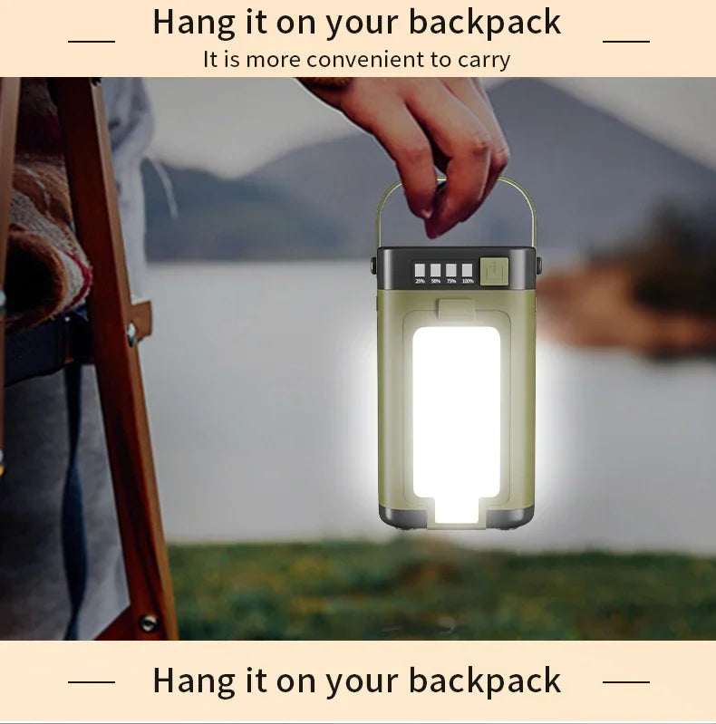 Camping Light Lightweight Handheld Torch 5 Lighting Modes Rechargeable Tent Lamp for Patio Climbing with 8 Light Filaments