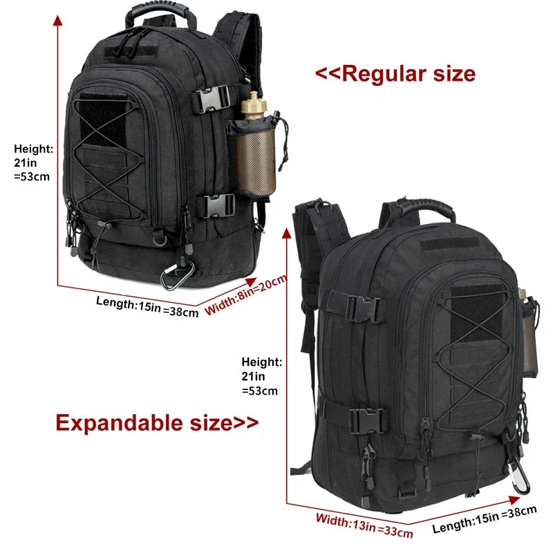 Extra Large 60L Tactical Backpack for Men Women Outdoor Water Resistant Hiking Travel Laptop Backpack