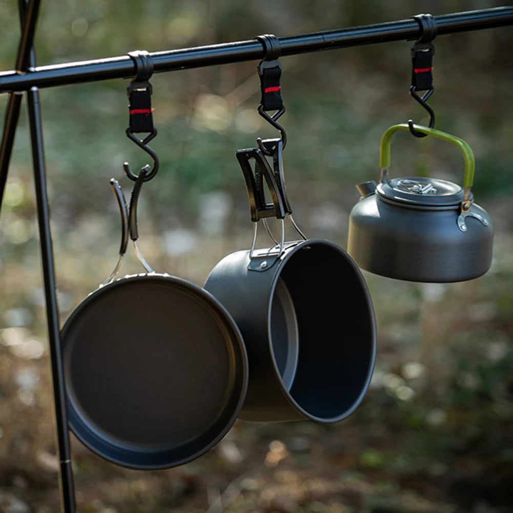 3PCS Camping Cookware Set Pot Pan Kettle Set Portable Cooker for 2 to 3 People with Mesh Bag for Camping Backpacking Outdoor Picnic