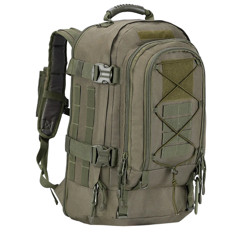 60L Men’s Tactical Travel Backpack, Expandable Hiking and Camping Pack, Army‑Style MOLLE 3‑Day Assault Rucksack