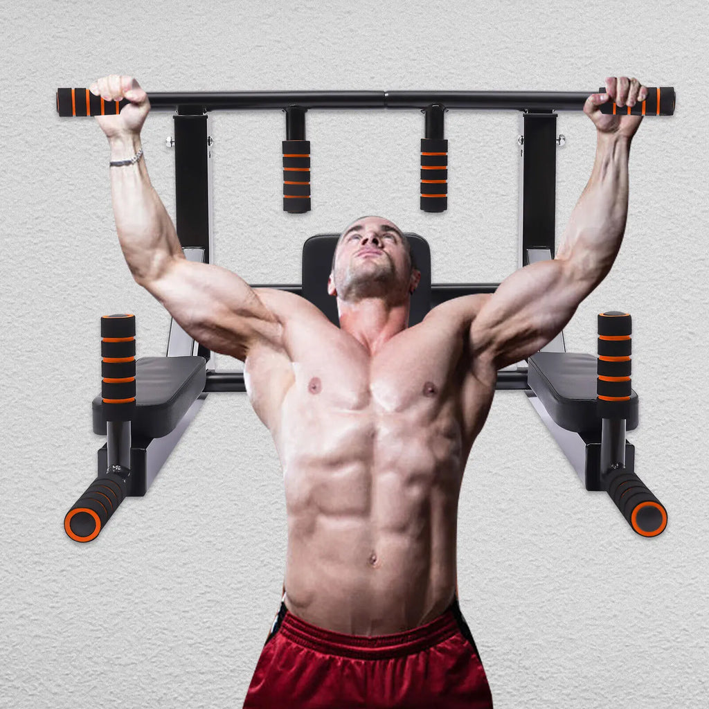 Pull Up Bar & Dip Station – Wall‑Mounted Vertical Knee Raise Exercise Equipment, Adjustable Home Dip Stand, 200kg Capacity Multi‑Functional Training Bar