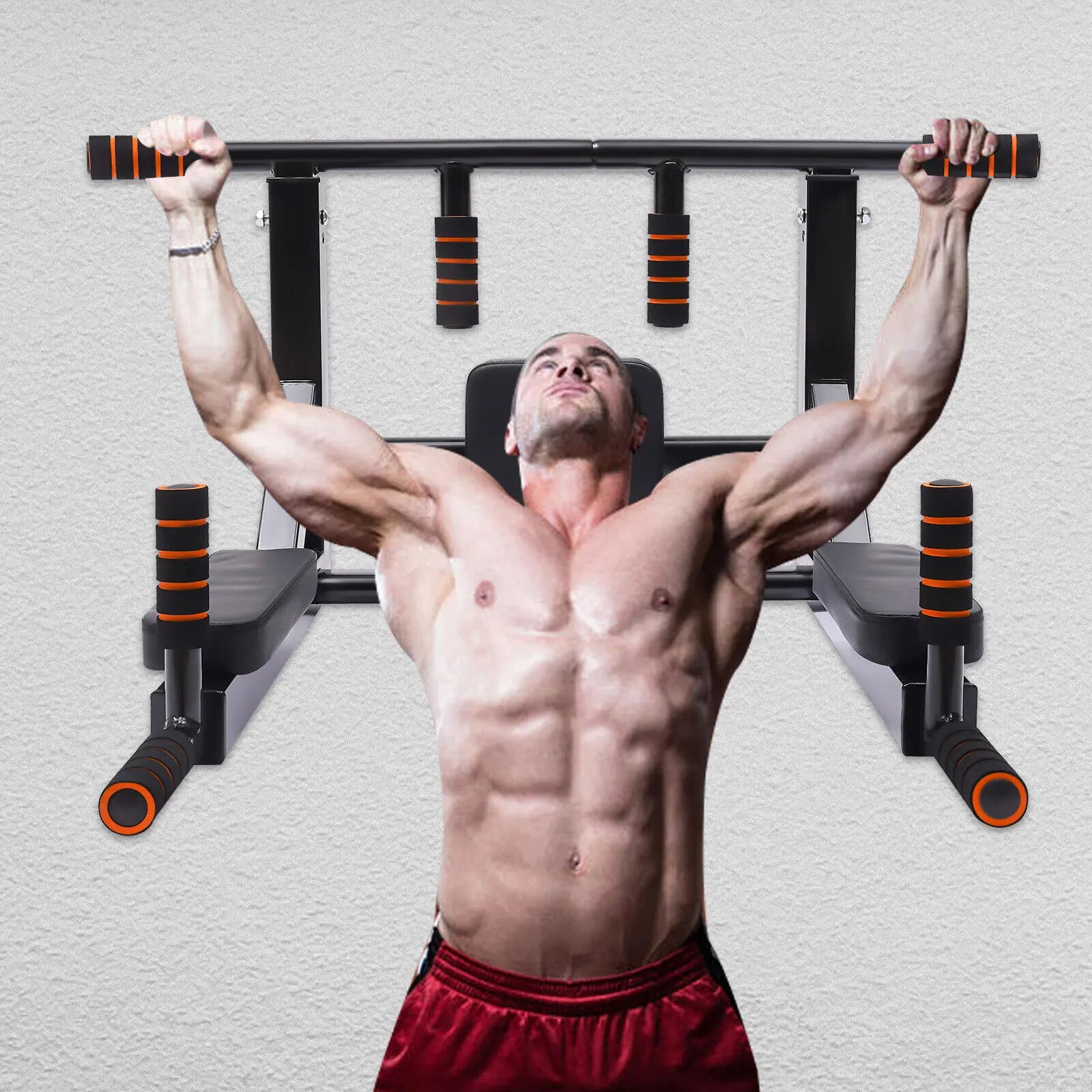 Pull Up Bar & Dip Station – Wall‑Mounted Vertical Knee Raise Exercise Equipment, Adjustable Home Dip Stand, 200kg Capacity Multi‑Functional Training Bar