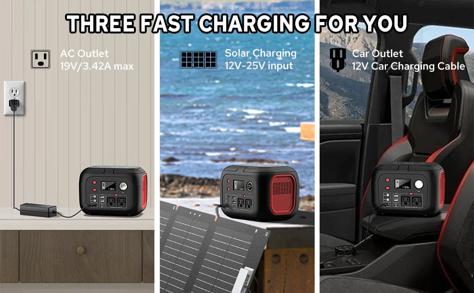 600W 300W 200W 120W Portable Power Station 110V AC Outlets Solar Generator Energy Storage Power Bank for Camping Travel RV Home
