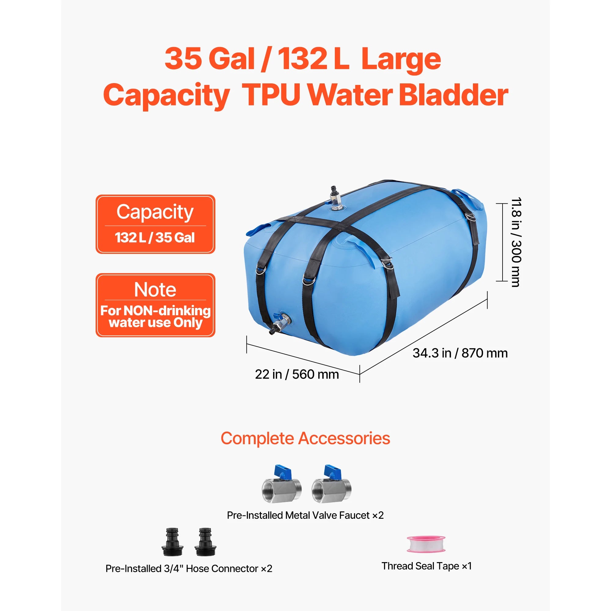 Water Storage Bladder TPU Soft Water Bag Portable Collapsible Water Storage Container for Camping and Outdoor Irrigation