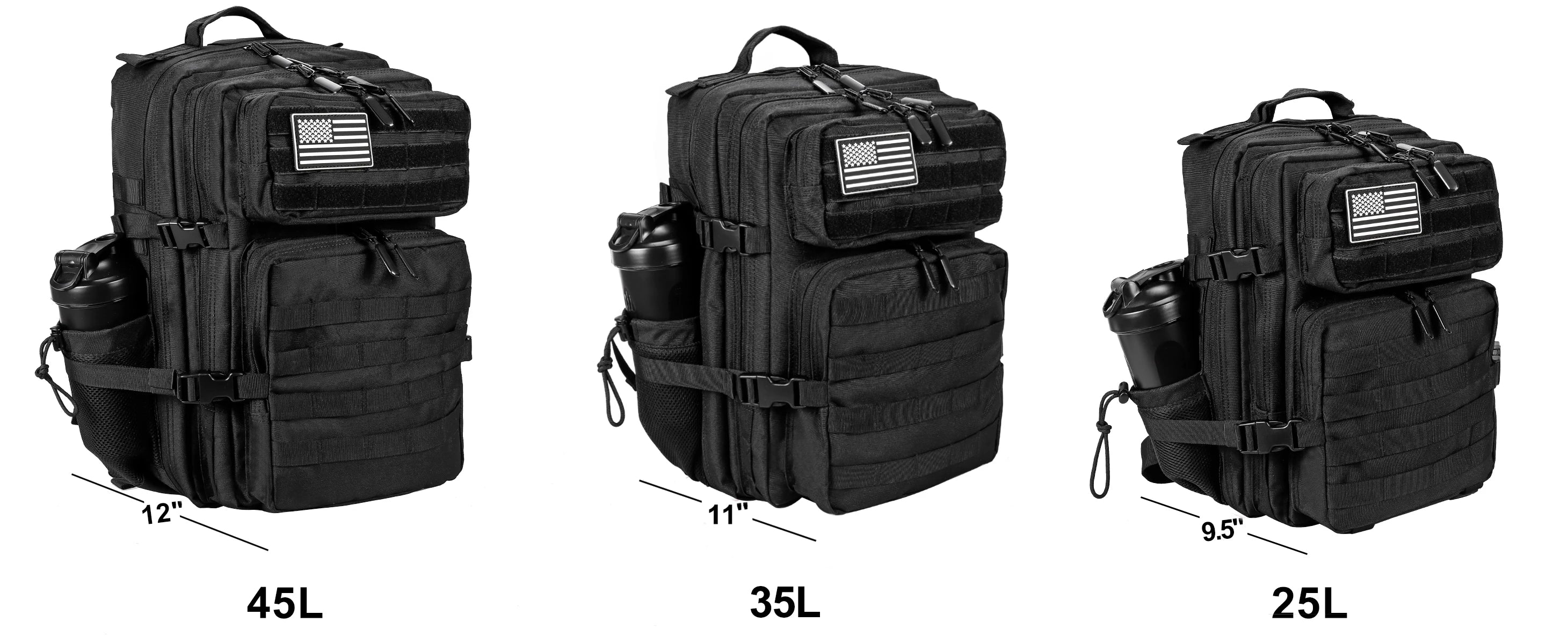 25L 35L 45L Tactical Backpack Small Athlete Gym Bag for Men Women Outdoor Travel Hiking Molle Rucksack with Bottle Holder