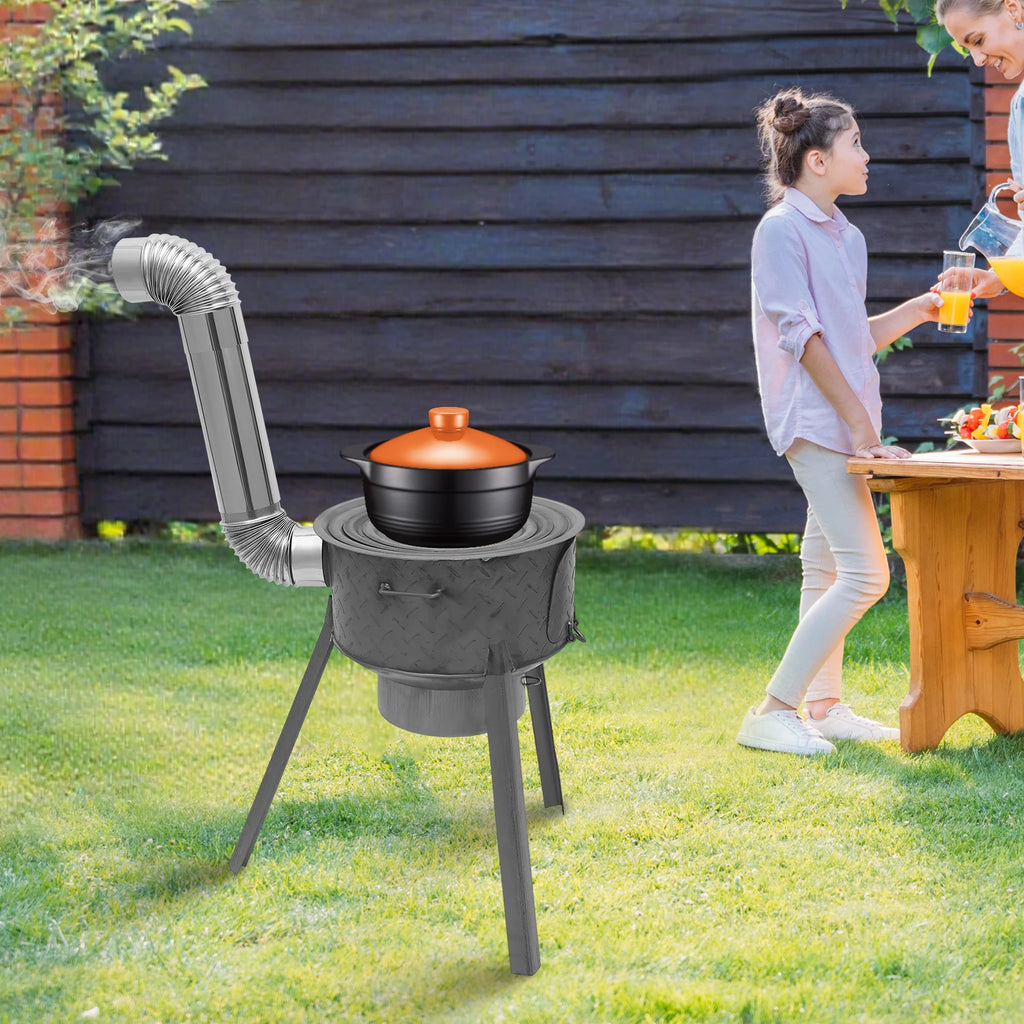 Indoor Outdoor Multifunction Wood Burning Stove, Portable Camping Wood Stove for Heating, Barbecuing, Frying, and Deep‑Frying