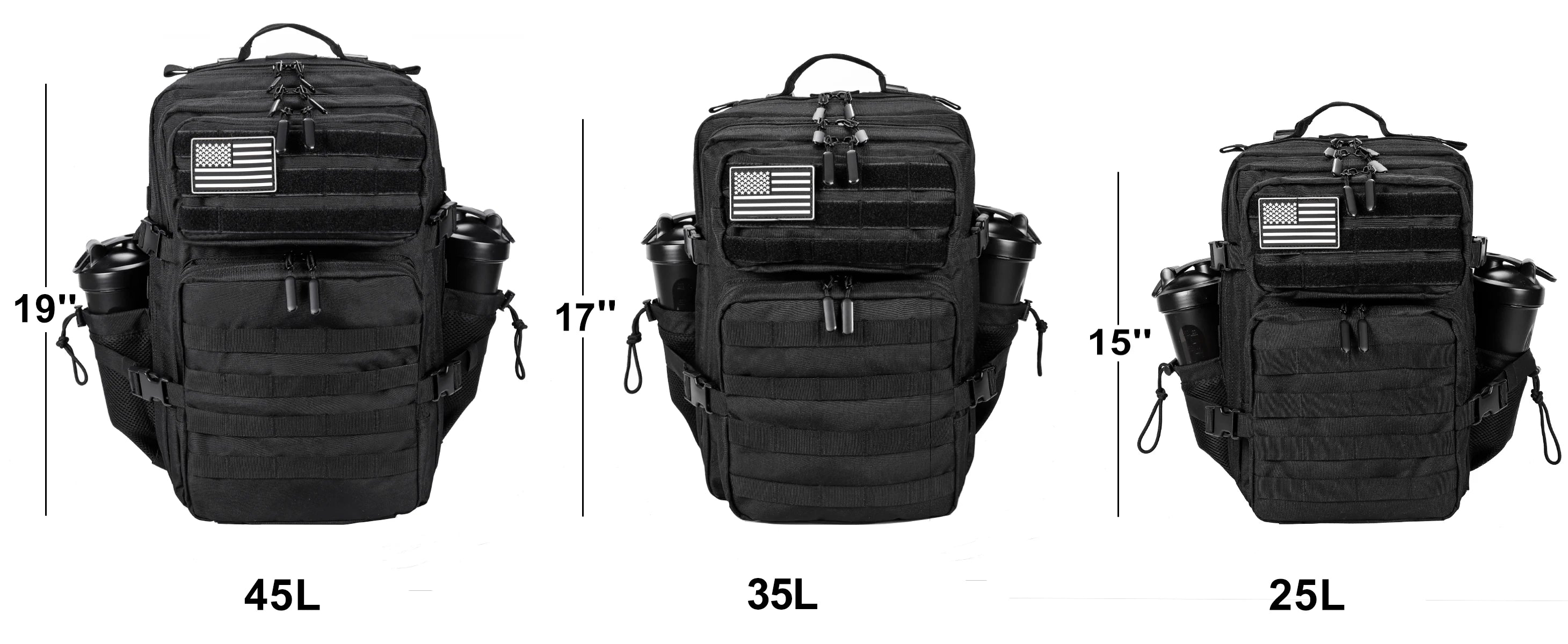 25L 35L 45L Tactical Backpack Small Athlete Gym Bag for Men Women Outdoor Travel Hiking Molle Rucksack with Bottle Holder