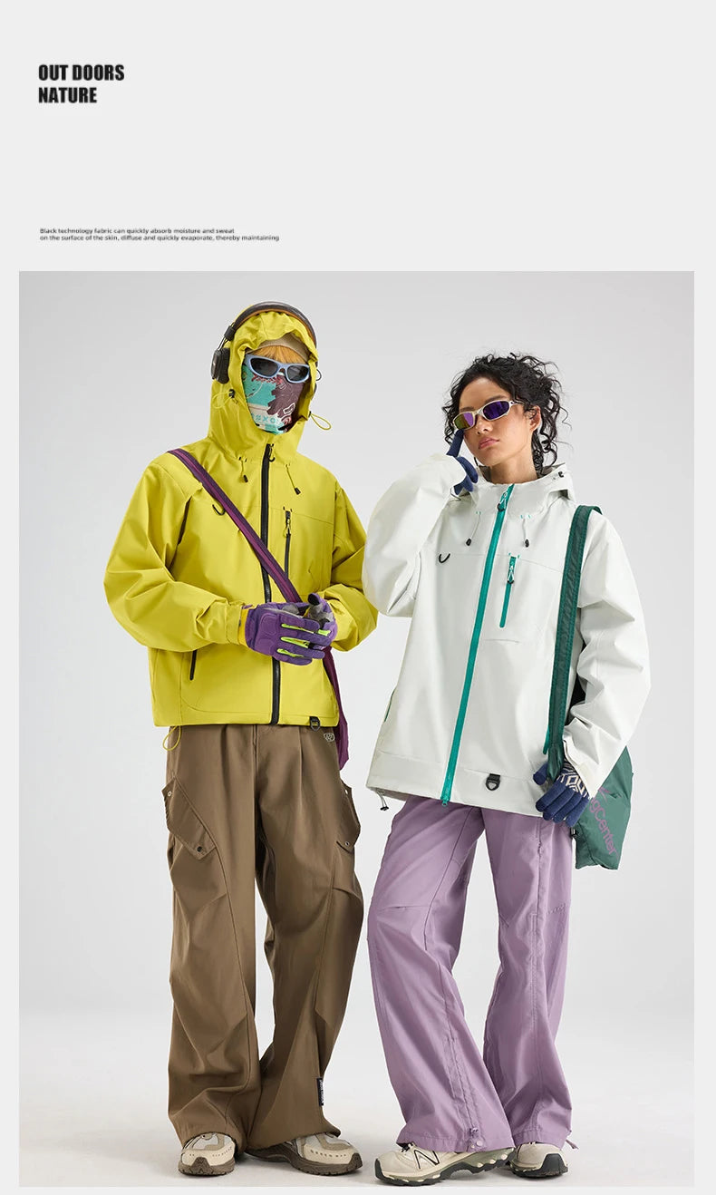 Unisex Waterproof Hiking Jacket Outdoor Hooded Windbreaker for Camping Fishing and Climbing