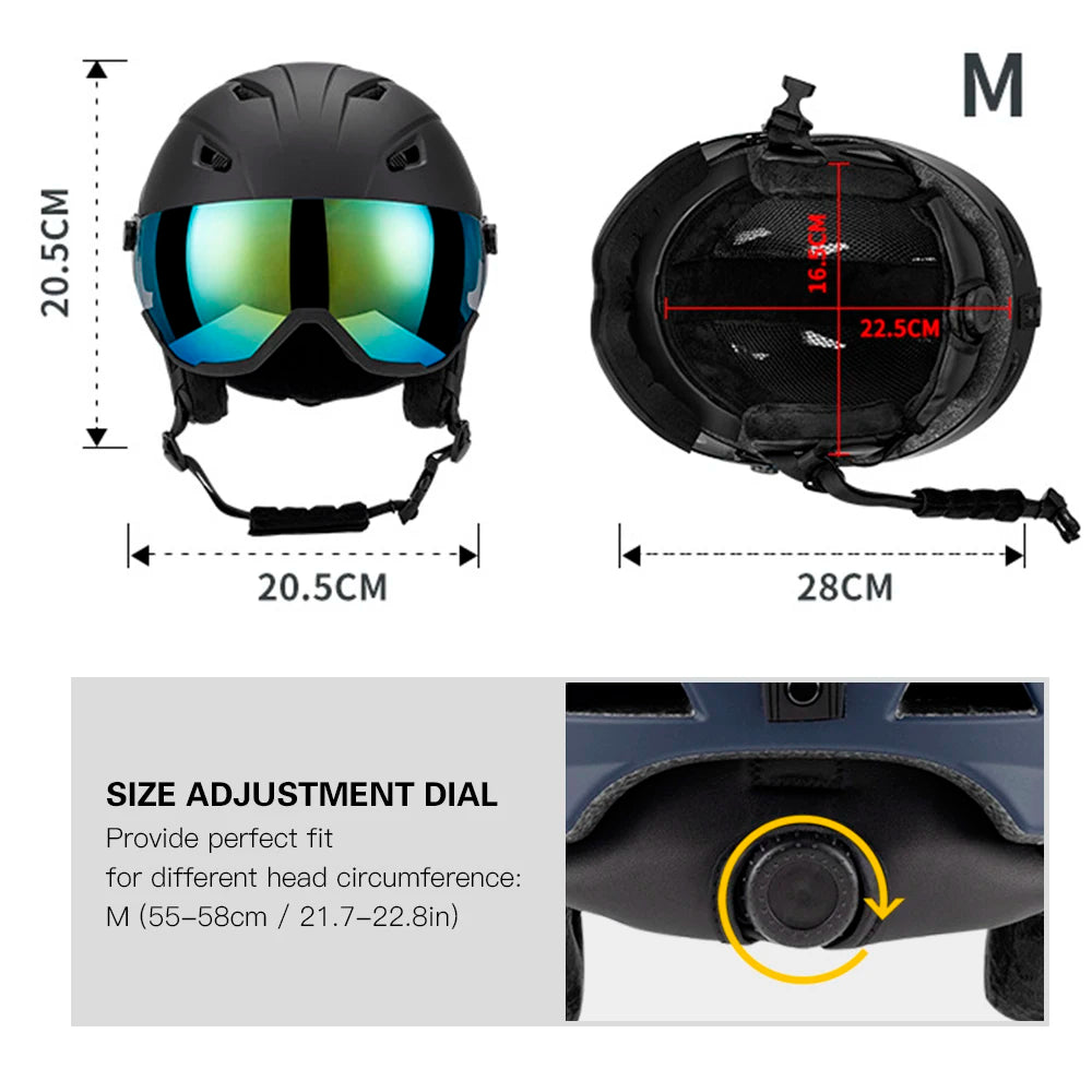 Integrated Ski Helmet Men and Women Snowboard Helmet with Removable Visor Goggles Men and Women Snowboard Wear