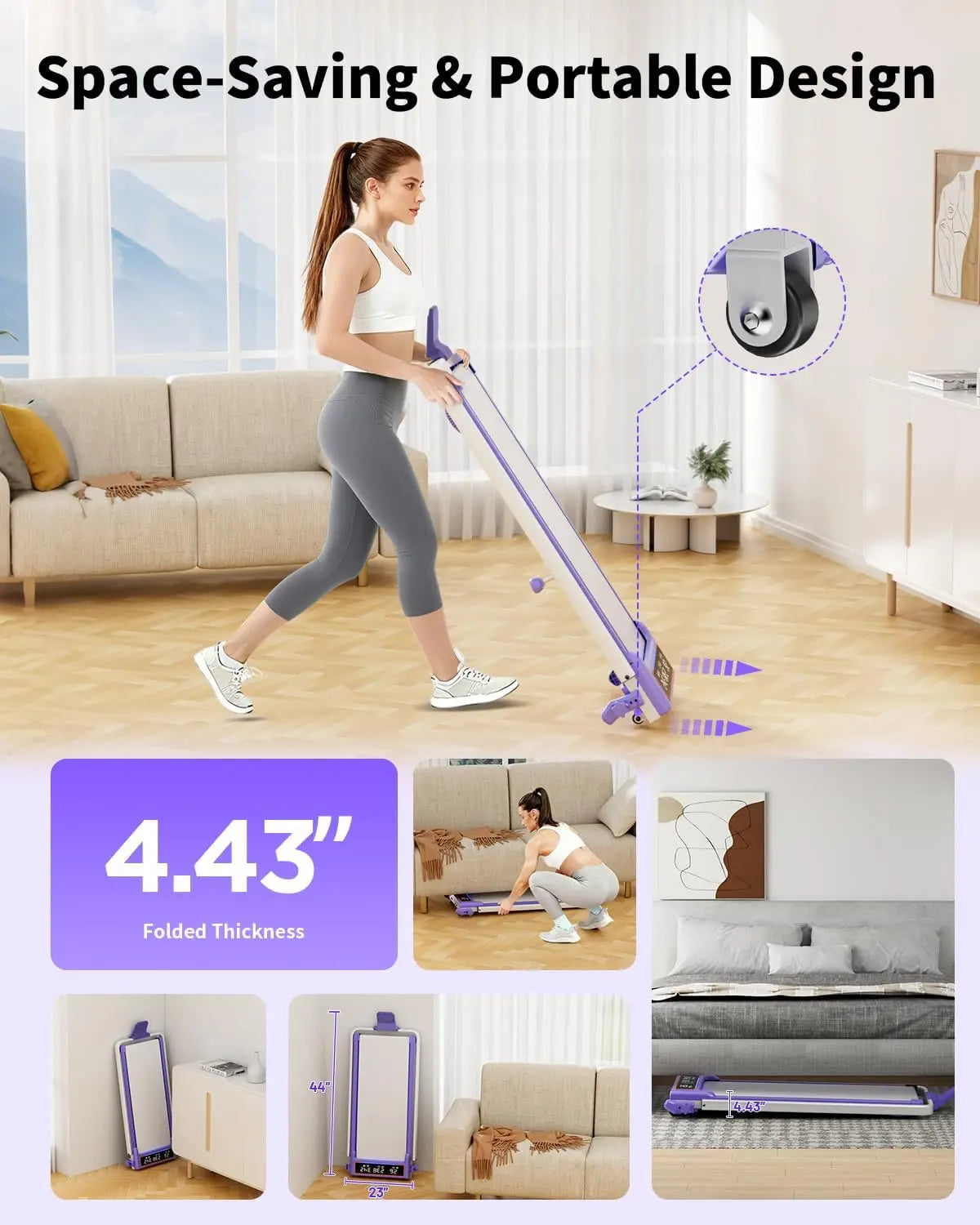 Folding Walking Pad with 15 Percent Incline, RGB Lighting, Dual‑Screen Display, 3.5HP Home Treadmill with 350 lb Capacity and Smart App Integration