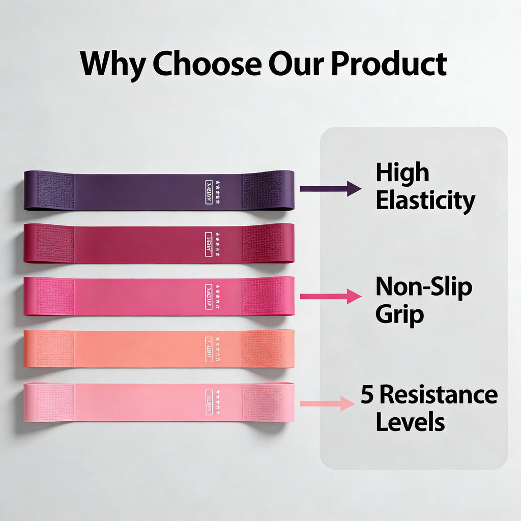 TPE Resistance Bands Set – 5‑Level Non‑Slip Booty Bands for Hip, Leg & Glute Workouts, Yoga & Fitness Training