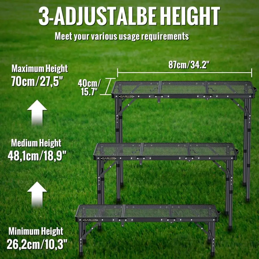 Adjustable Height Portable Heat Resistant Mesh Tabletop