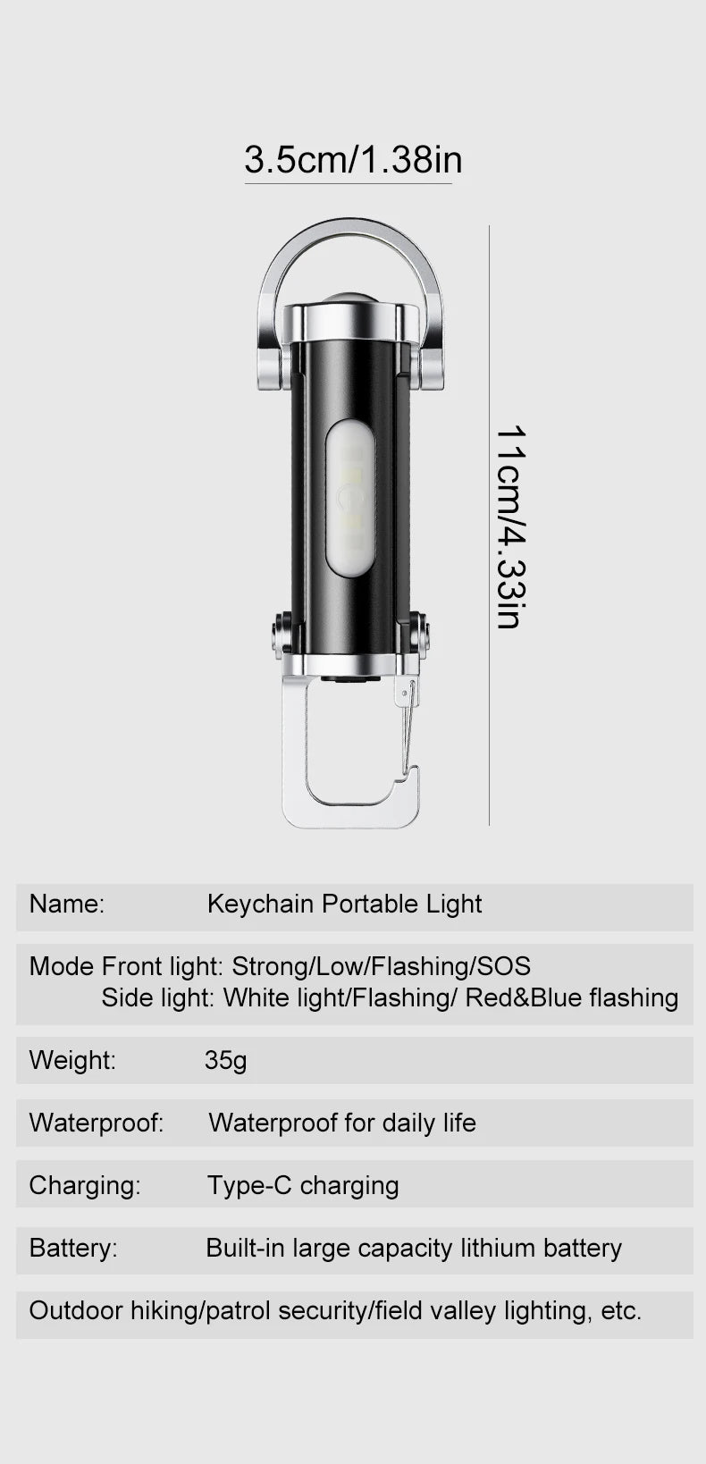 Camping Light Lightweight Handheld Torch 5 Lighting Modes Rechargeable Tent Lamp for Patio Climbing with 8 Light Filaments
