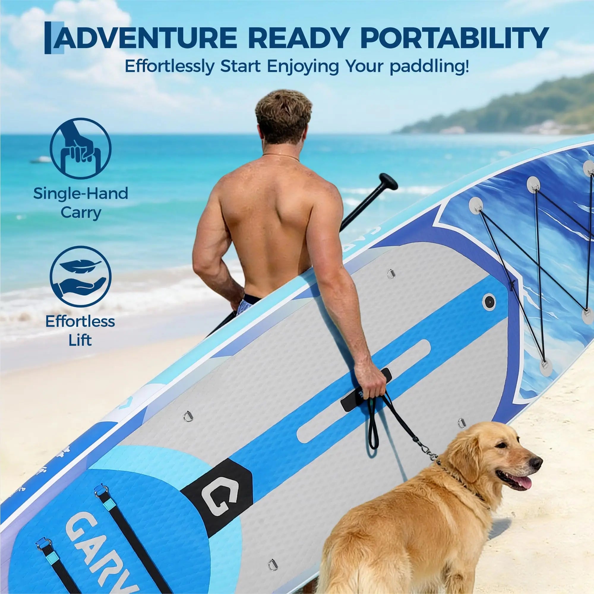 Extra Wide Stable Inflatable Stand Up Paddle Board for Adults and Youth, Ultra‑Light PVC with Non‑Slip EVA Deck, 450 lb Capacity, Adjustable Paddle, High‑Pressure Pump, and Backpack