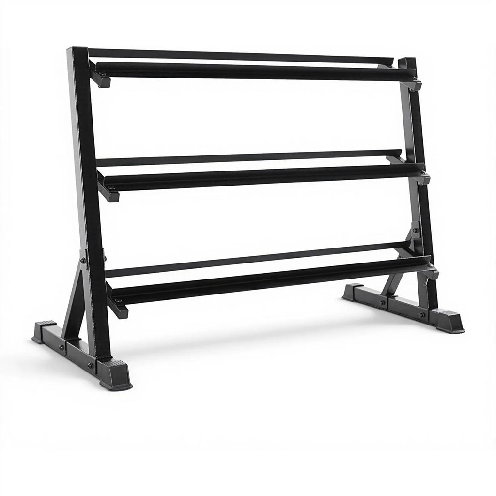 2‑Tier Dumbbell Rack for Home Gym Heavy‑Duty Steel Weight Storage for Hex Dumbbells Holds 5–75 lb Pairs