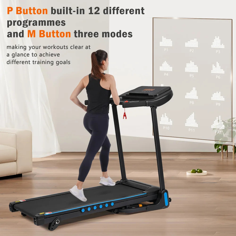 Incline Treadmill for Running and Walking 3.0 HP with 350 lb Capacity Hydraulic Auto Folding Type C and USB Charging up to 10MPH plus Bluetooth Speaker