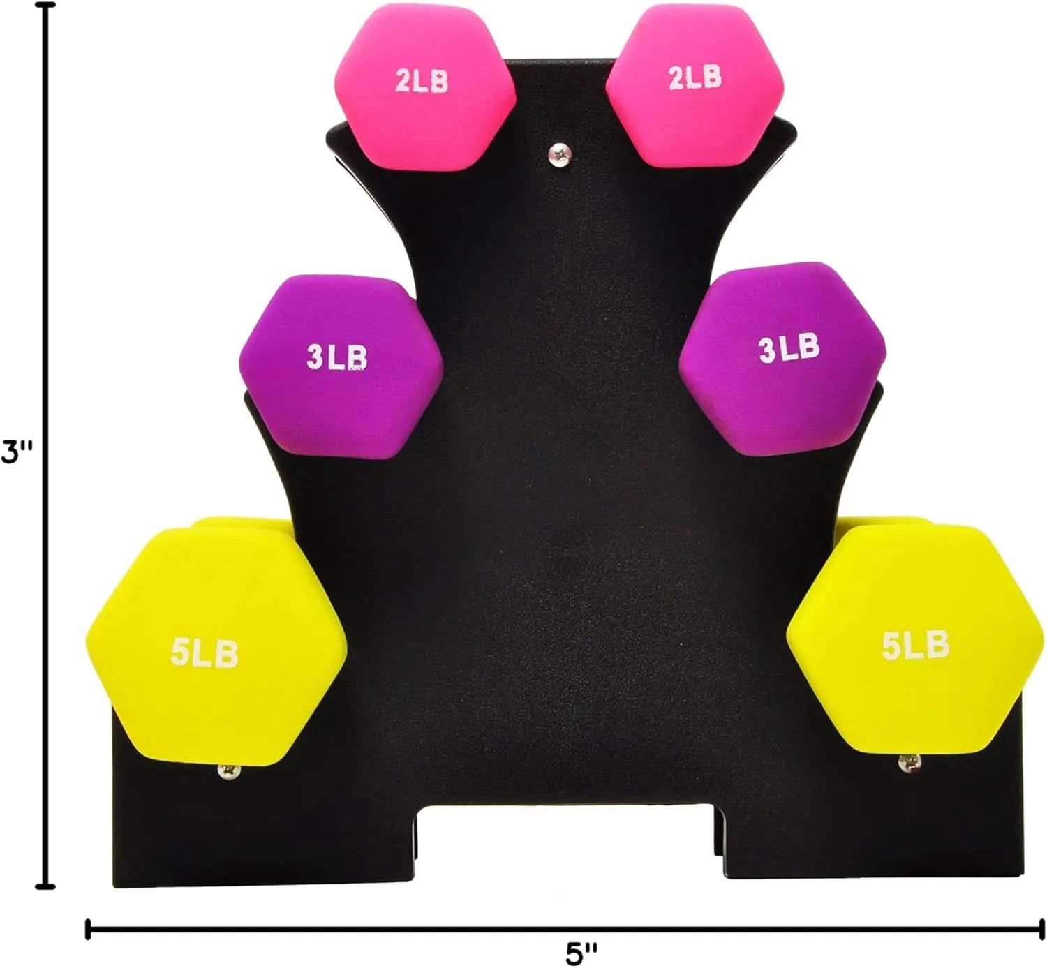 6 Piece Neoprene Dumbbell Set with Stand 2 3 5lb Weights for Home Workouts