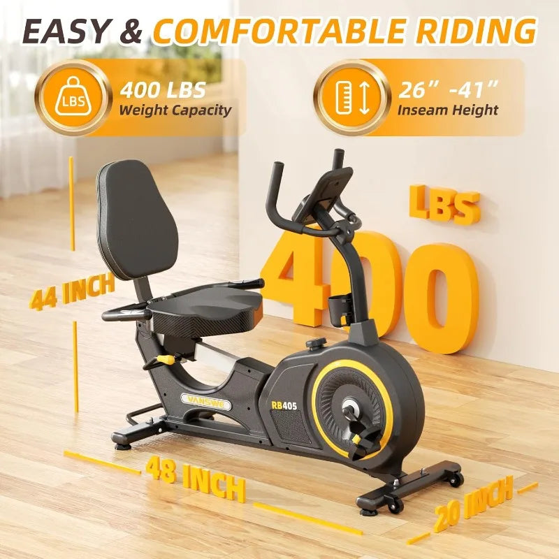 Recumbent Exercise Bike for Home Recumbent Stationary Bike 400lb Capacity Quiet Magnetic Exercise Bike with Ergonomic Seat