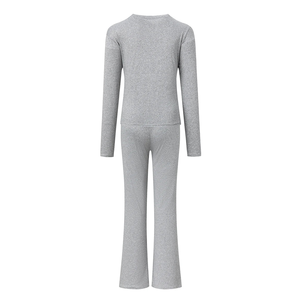 Autumn New Round Neck Short Fit Long Sleeve T Shirt Mildly Spicy Pants Casual Sports Yoga Two Piece Set Women’s Fashion