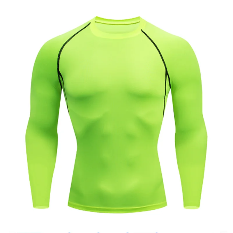 Mens Bodybuilding Sports T Shirt Quick Dry Long Sleeve Compression Top