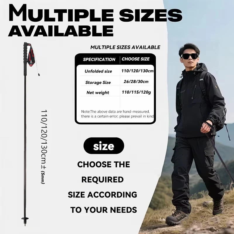 2PC Carbon Fiber Trekking Poles 115g Ultra Light Foldable Hiking and Camping Walking Canes for Travel Outdoor Gear