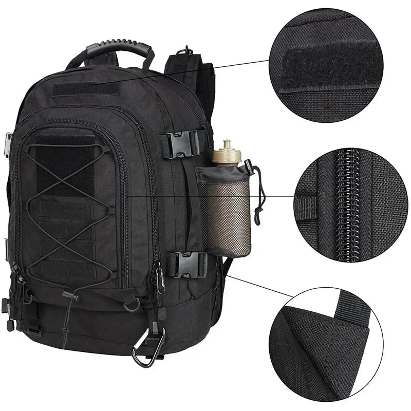 Extra Large 60L Tactical Backpack for Men Women Outdoor Water Resistant Hiking Travel Laptop Backpack