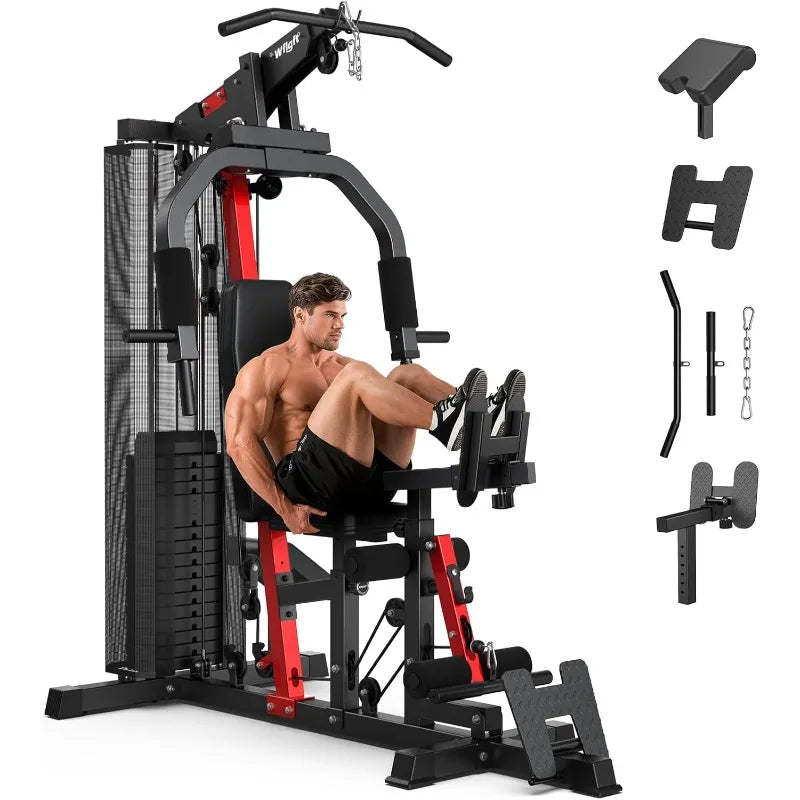 Home Gym Workout Equipment 148lb Weight Stack Full Body Workout Machine for LAT Pulldown Chest Press Leg Extension