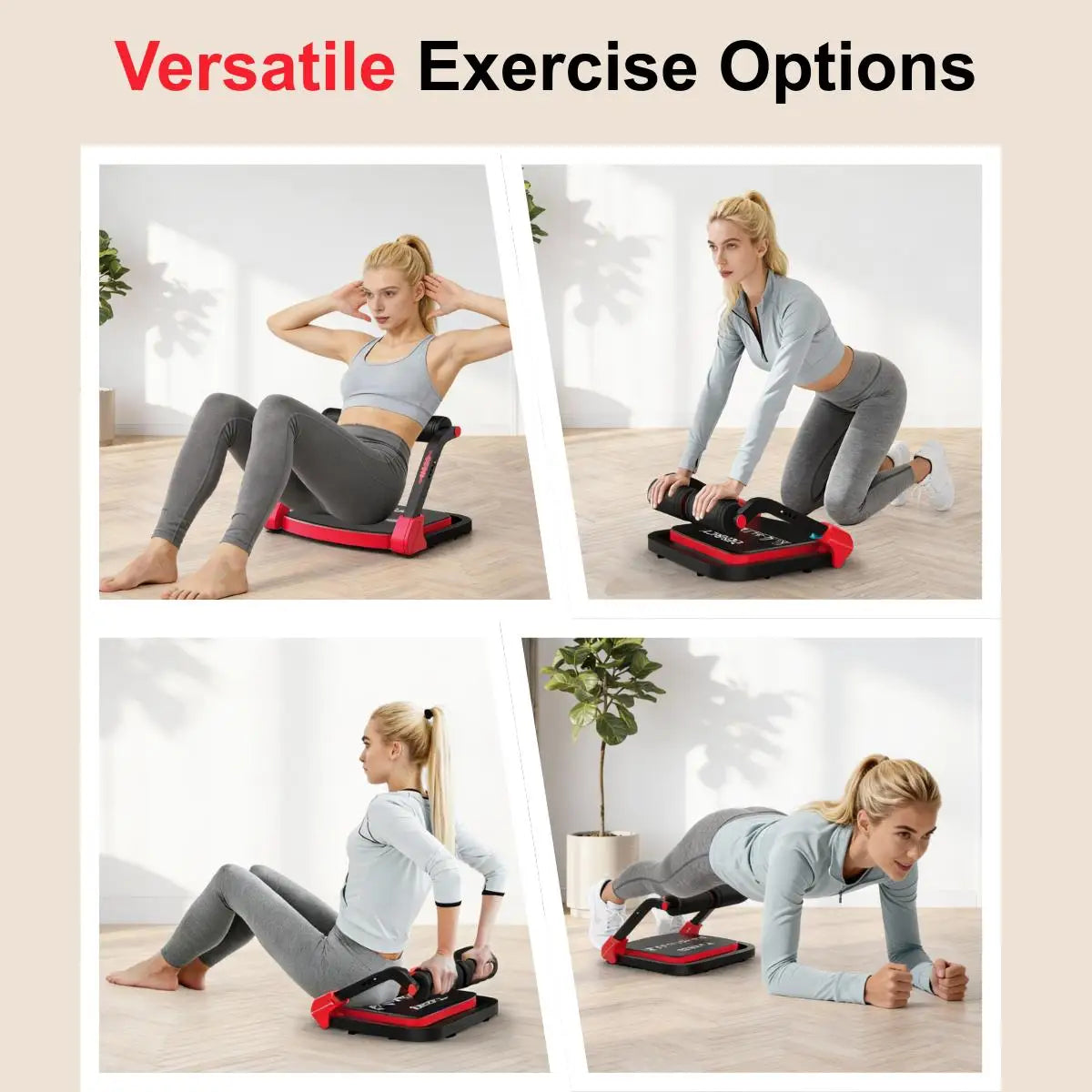 Abdominal Trainer Foldable Home Ab Workout Device with 3 Adjustable Resistance Levels for Sit Up and Core Training