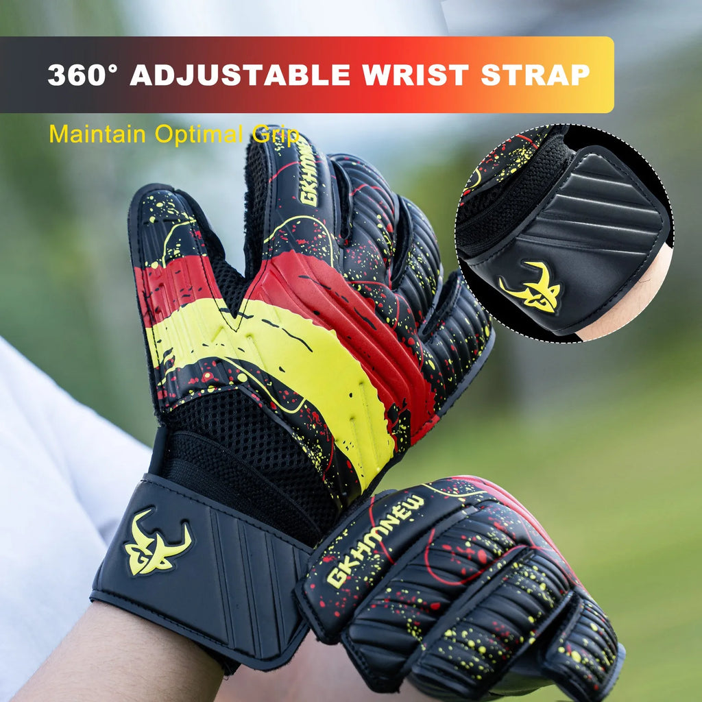 Goalkeeper Gloves for Adult and Youth Strong Latex Grip Double Wrist Support and Breathable Mesh
