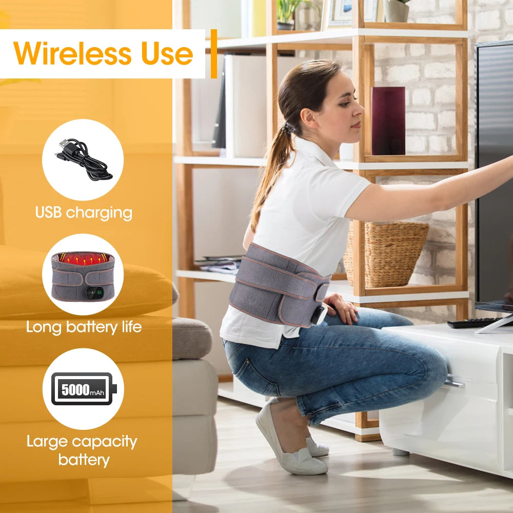 Heating Vibration Massager Belt Red Light Hot Compress Waist Support Brace Waist Back Massage Lumbar Support Belt