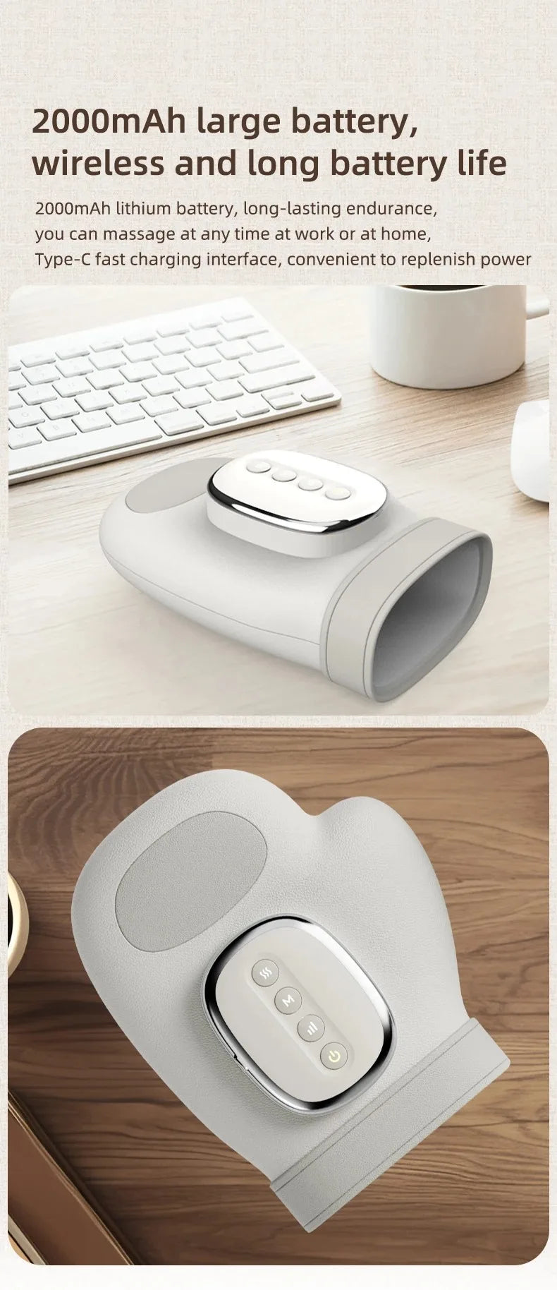 Hand Massager with Heat and Air Compression for Wrist Finger and Palm Relief Electric Kneading Massage Device