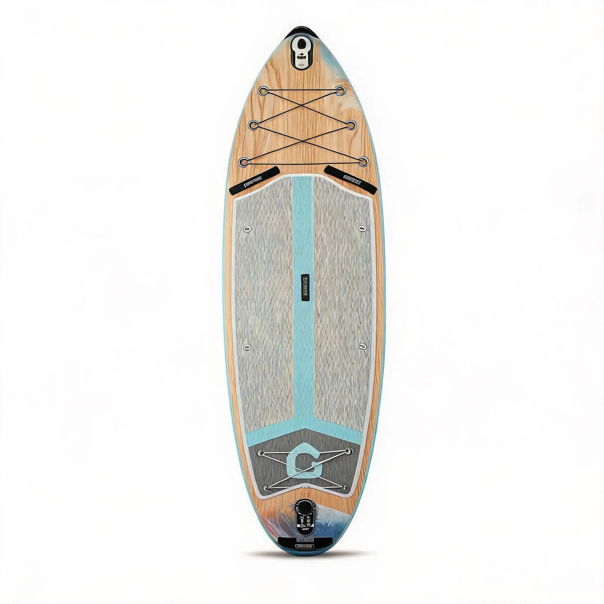 Inflatable Stand Up Paddle Board with Stable Non‑Slip EVA Deck, Gradient Light Wood‑Grain Design, Tri‑Fin System, High Weight Capacity, and Complete Kit with Paddle, Backpack, and Pump