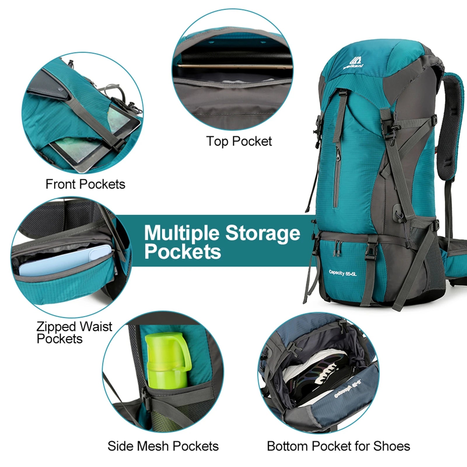 70L Hiking Backpack Camping Climbing Rucksack Travel Trekking Mountaineering Bag Outdoor Sports Waterproof Backpack