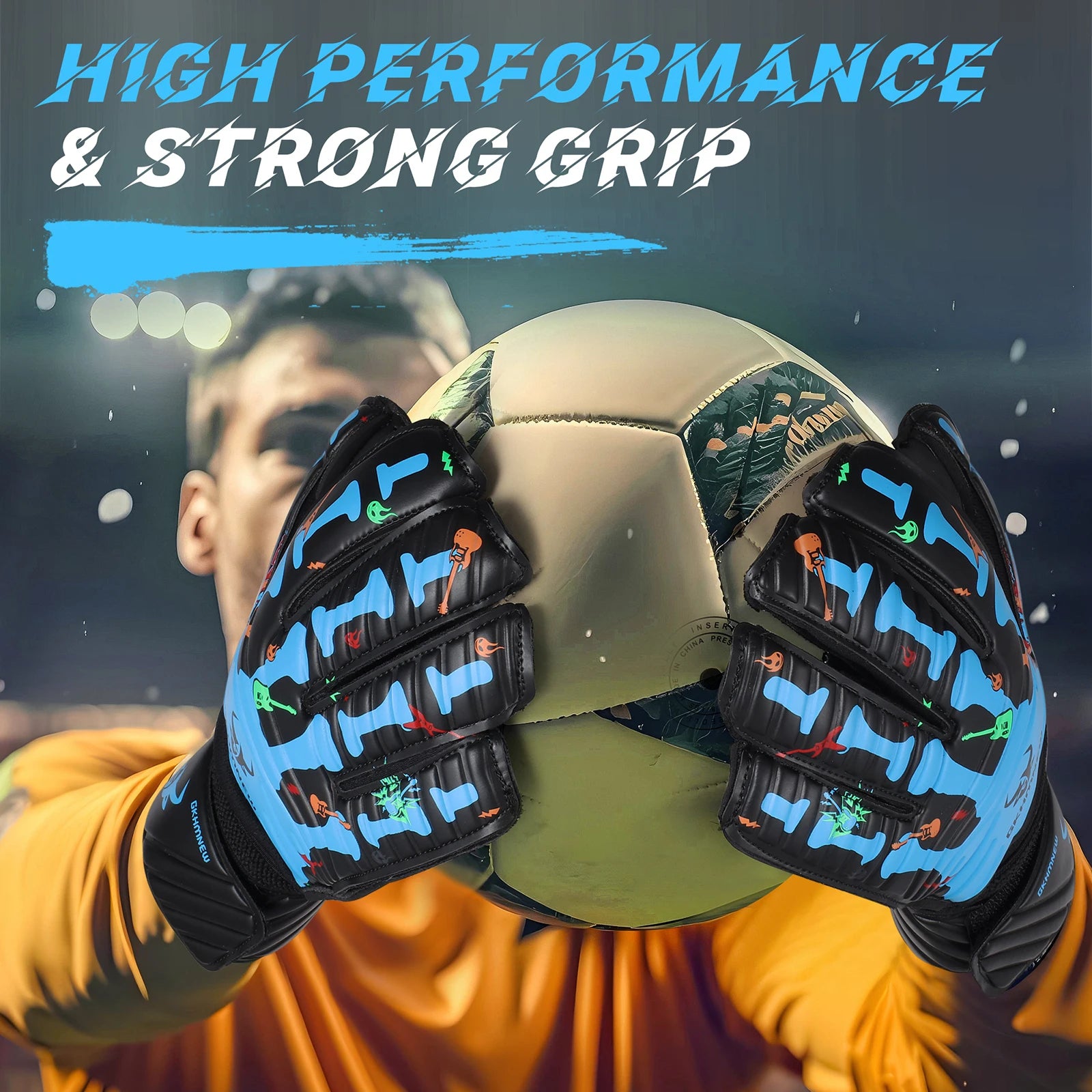 Goalkeeper Gloves with Fingersave Breathable Soccer Goalie Gloves with 4mm Latex for Kids Youth and Adults