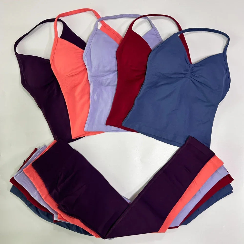 Womens Tank Tops & High Waist Scrunch Yoga Leggings