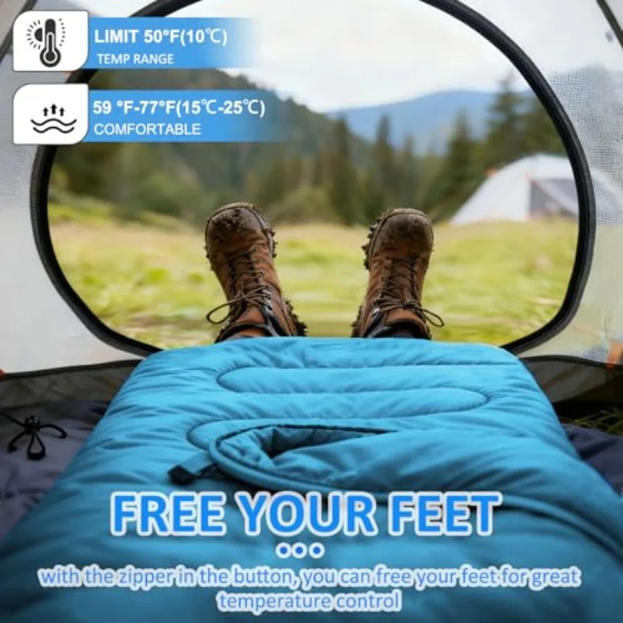 Camping Sleeping Bag, Lightweight Waterproof Design for Adults, Warm and Cool Weather Use in Summer, Spring, and Fall Travel and Camping Gear