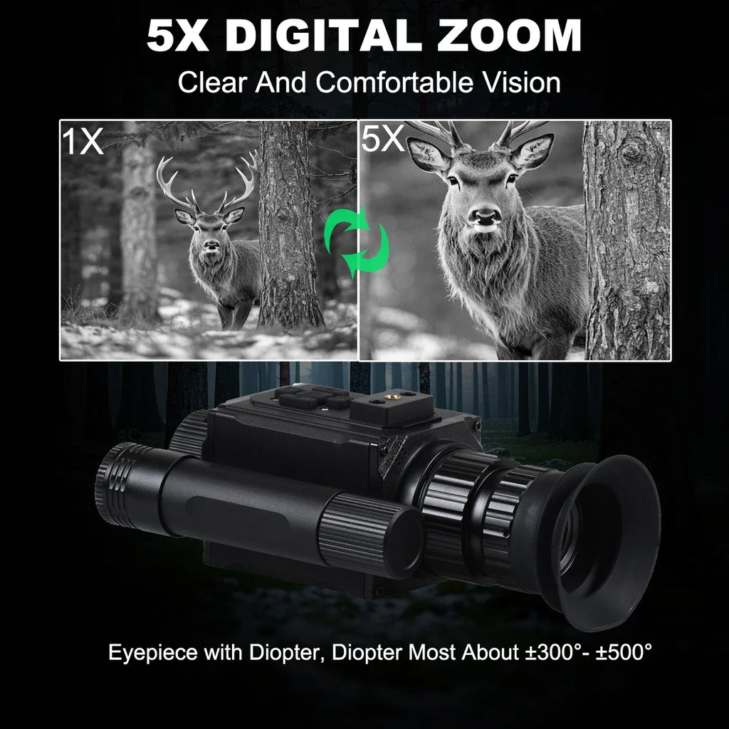 HD 1080P Night Vision Goggles Head Mounted or Helmet Mounted 940nm IR 5X Zoom Night Vision Monocular for Hunting and Camping