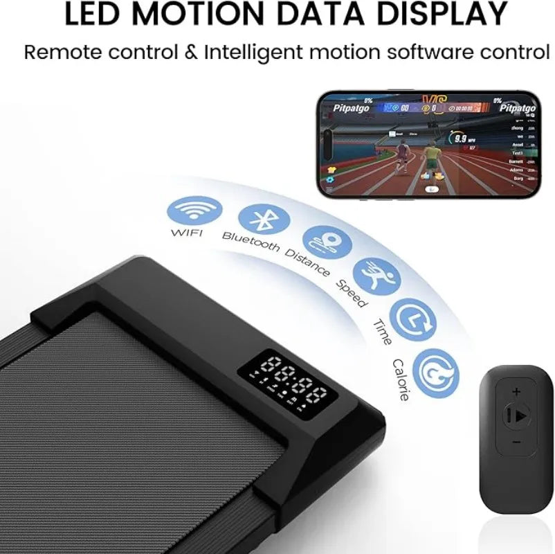 2 in 1 Home and Office Walking Treadmill 2.5 HP Mini Foldable Design with APP and Remote Control