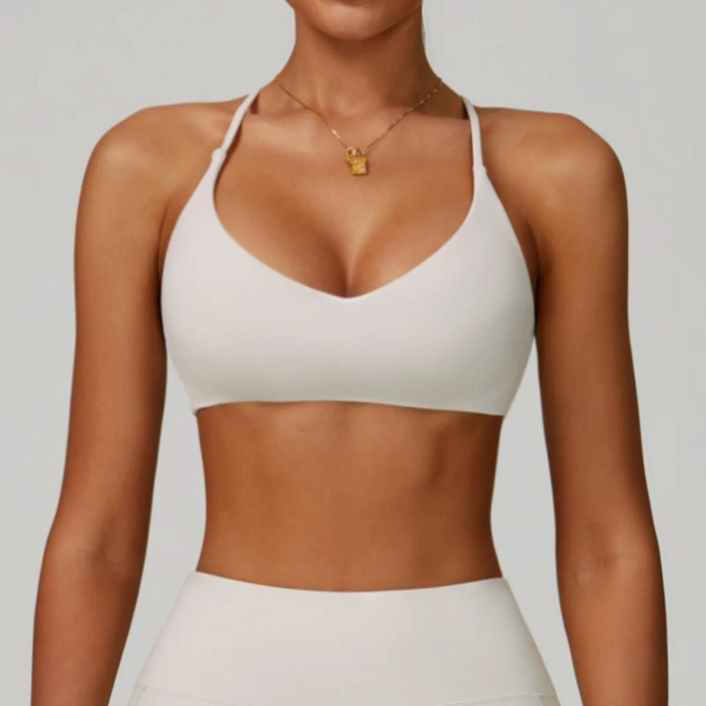 Cross Shoulder Straps Sports Bra Anti‑Sweat Fitness Top Women Yoga Bra Shockproof Crop Top Push Up Sport Bra Gym Workout Top