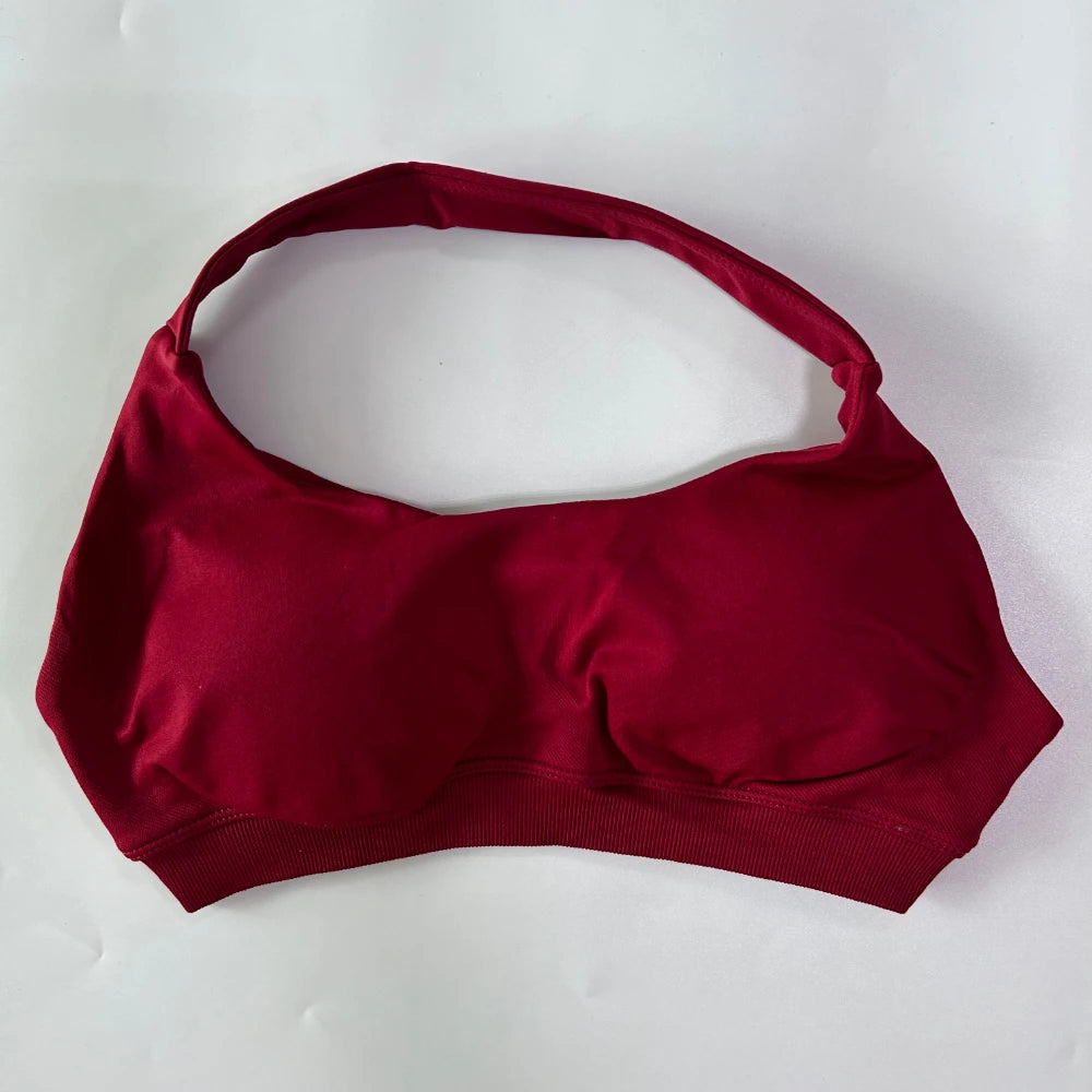 Women’s Yoga Bra Halter Neck Strap Open Back Medium Support Fitness Crop Top for Gym and Yoga