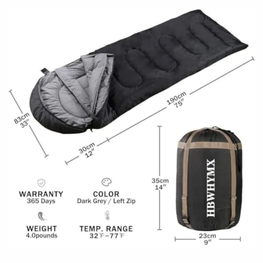 Sleeping Bag for Adults, Lightweight Waterproof Backpacking Design, Cold‑Weather Warm Camping and Hiking Bag for Outdoor Travel