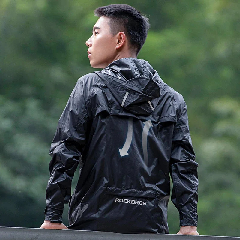 Cycling Raincoat Outdoor Rain Jacket Men Breathable Reflective Hooded Waterproof Windbreaker