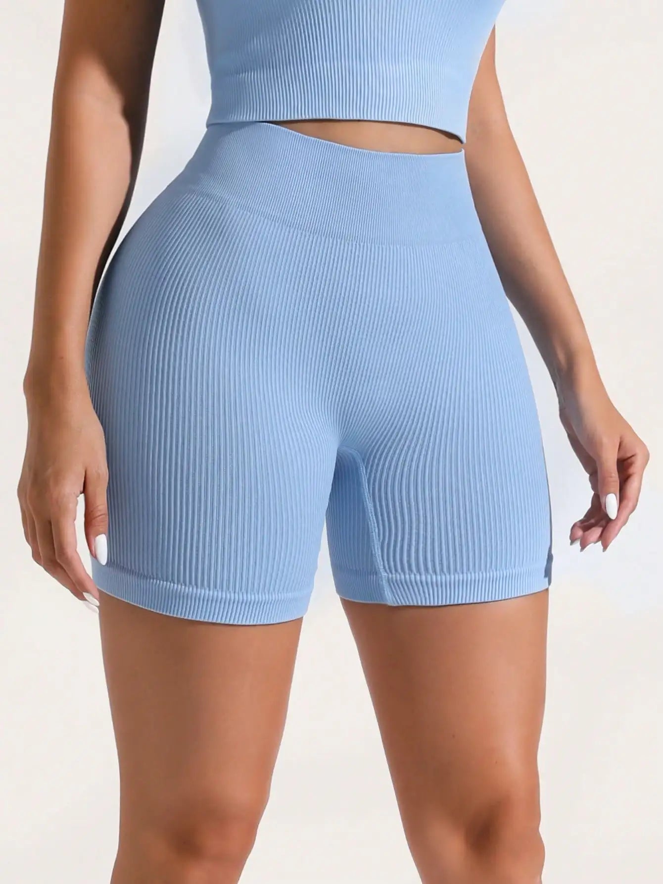 Women’s Shorts Outdoor Vacation Wear Solid Color High Waist Seamless Knit Comfortable Versatile for Sports Gym Running Tennis Yoga Pilates Casual Daily Wear Classic Ribbed Mesh