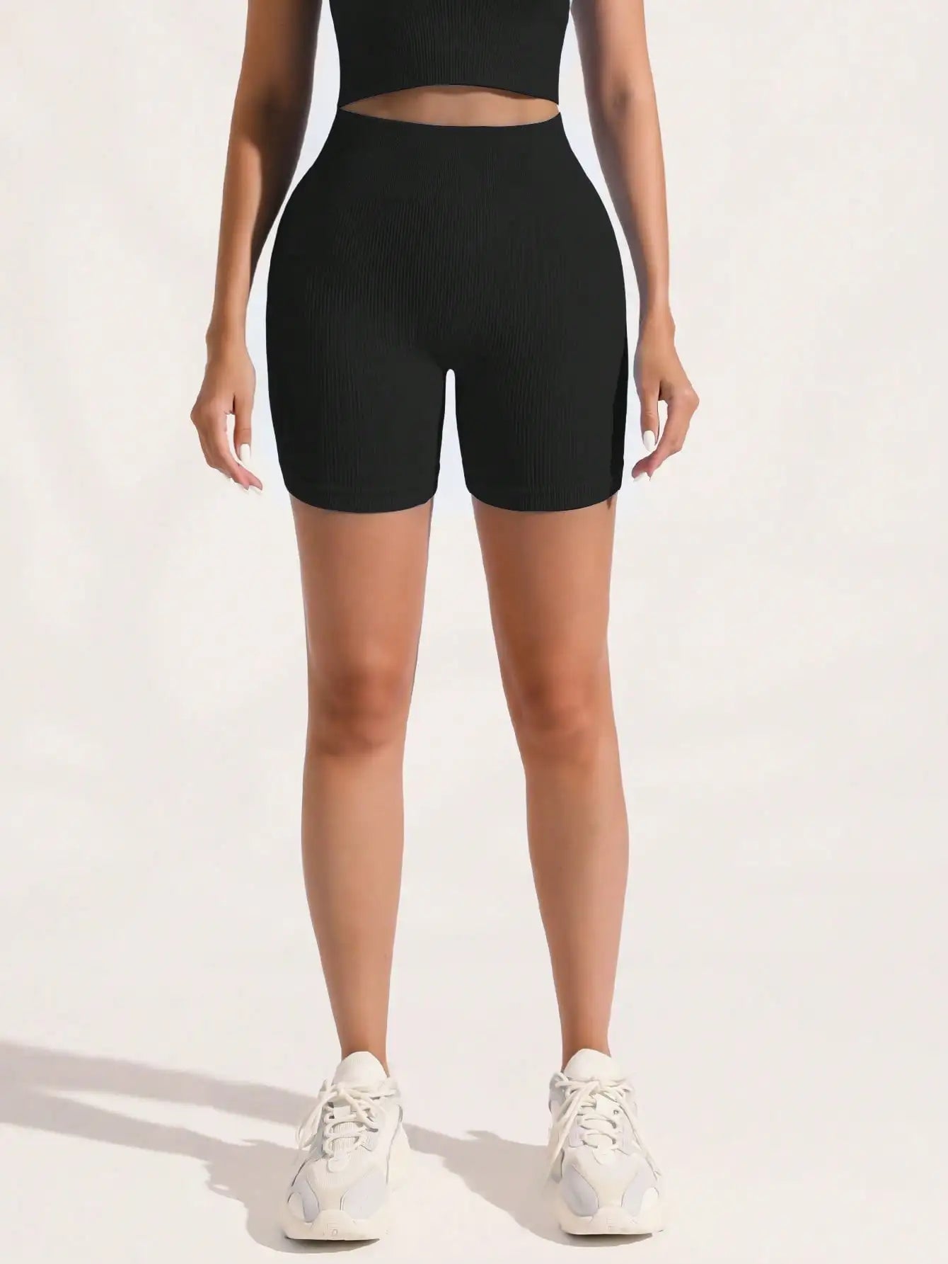 Women’s Shorts Outdoor Vacation Wear Solid Color High Waist Seamless Knit Comfortable Versatile for Sports Gym Running Tennis Yoga Pilates Casual Daily Wear Classic Ribbed Mesh