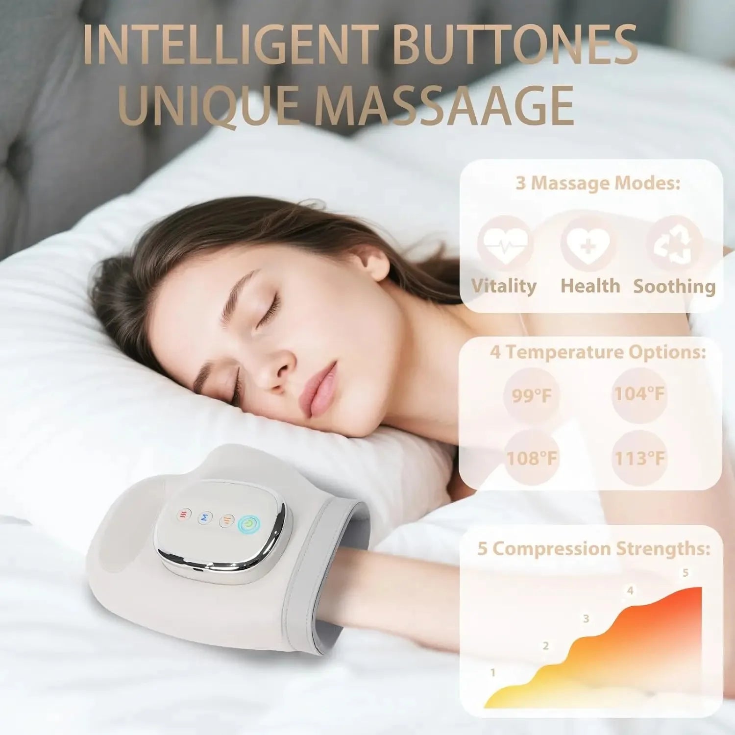 Hand Massager with Heat and Air Compression for Wrist Finger and Palm Relief Electric Kneading Massage Device