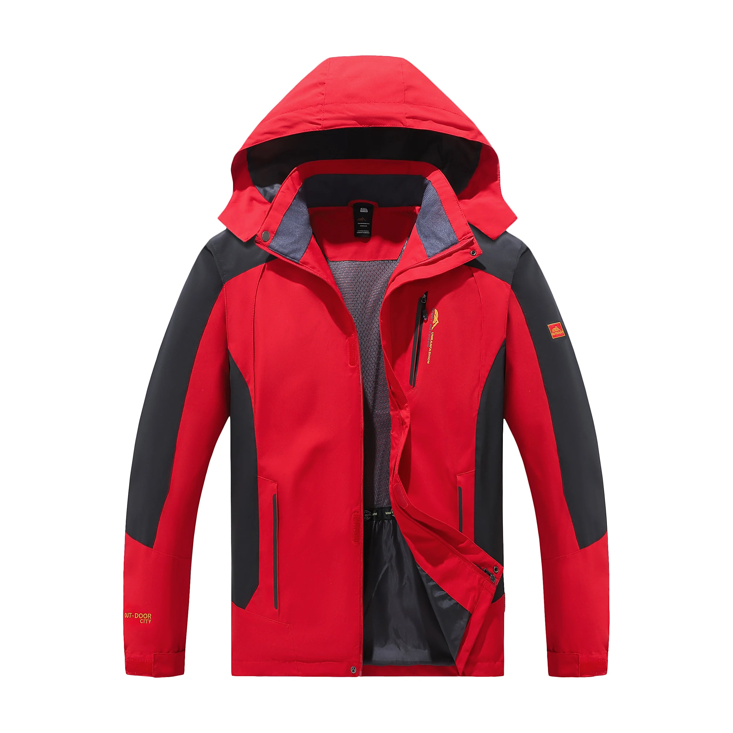 Men’s Spring Autumn Outdoor Water Repellent Jacket Windproof Wear Resistant Detachable Hood for Camping Fishing Mountaineering Hiking