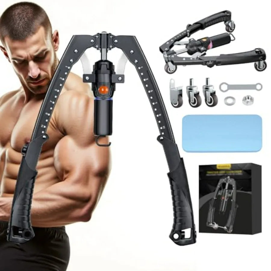 Twister Arm Trainer 3 in 1 Hydraulic Power Chest Workout Equipment with Ab Roller Wheels and Hooks Adjustable 22 to 440lb Arm Trainer